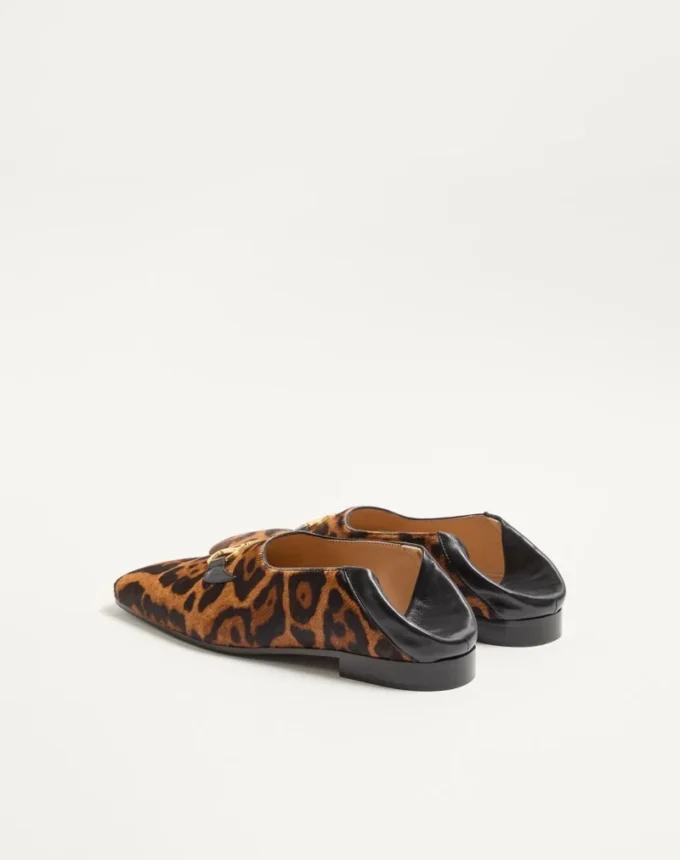 Babouches Valentino Garavani en cuir velours avec imprimé Fauve Eclat