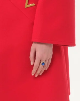 Bague signature Vlogo en métal, émail et cristaux