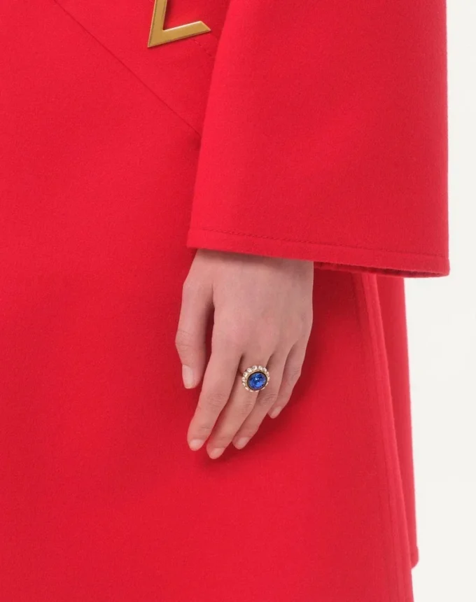 Bague signature Vlogo en métal, émail et cristaux