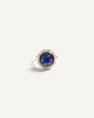 Bague signature Vlogo en métal, émail et cristaux