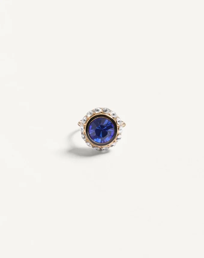 Bague signature Vlogo en métal, émail et cristaux
