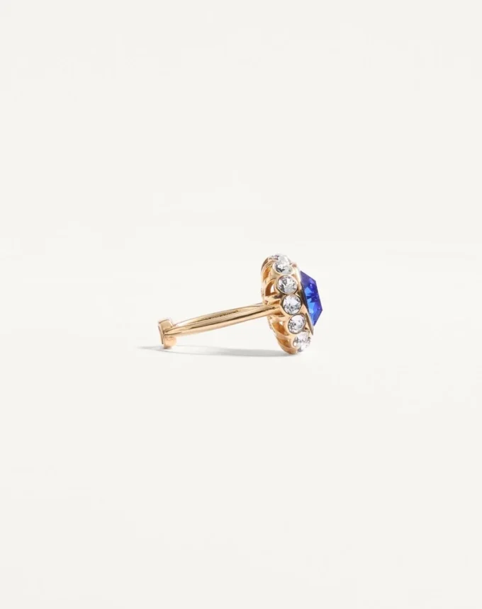 Bague signature Vlogo en métal, émail et cristaux