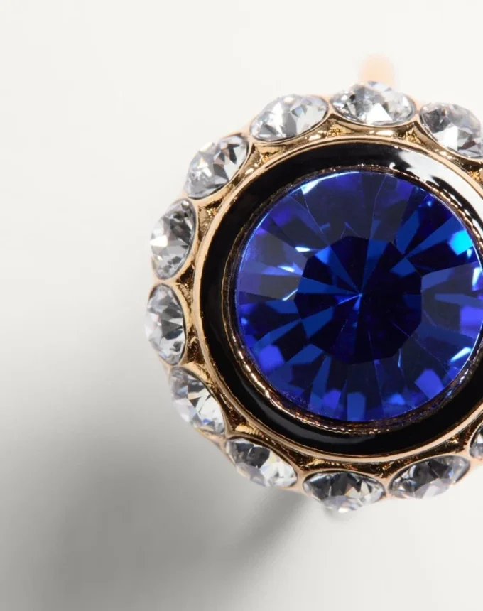 Bague signature Vlogo en métal, émail et cristaux