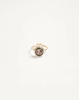 Bague VLogo Signature en métal, émail et cristaux