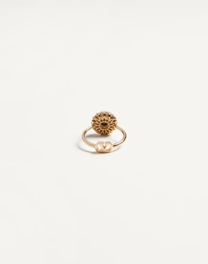 Bague VLogo Signature en métal, émail et cristaux