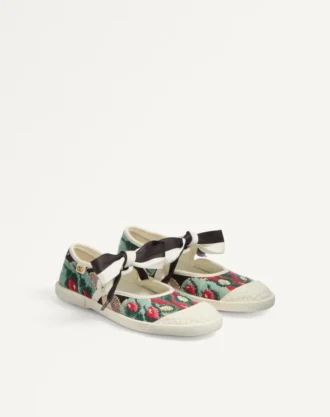 Ballerines Bay By Bay en tissu jacquard avec broderies florales