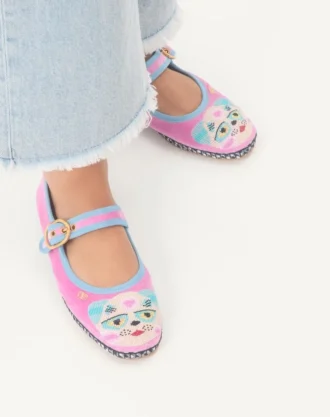 Ballerines Mary-Jane Endouce en velours avec broderie Le Chat De La Maison