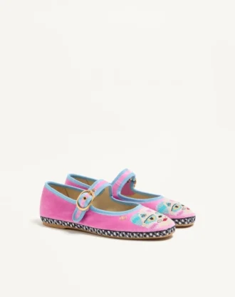 Ballerines Mary-Jane Endouce en velours avec broderie Le Chat De La Maison