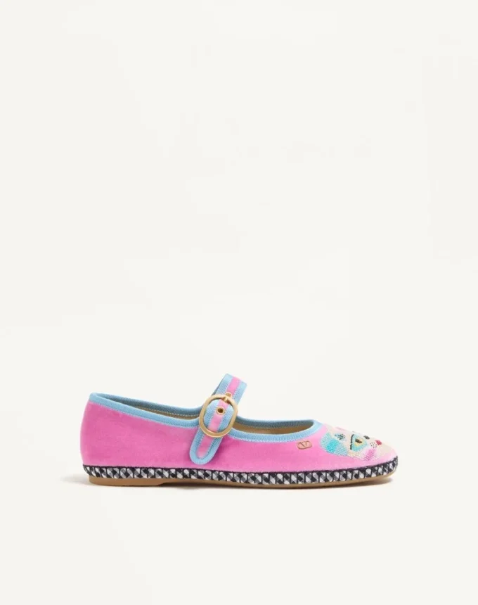 Ballerines Mary-Jane Endouce en velours avec broderie Le Chat De La Maison Ballerines Mary-Jane Endouce en velours avec broderie Le Chat De La Maison