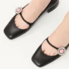 Ballerines Mary-Jane Preshoes en cuir de chevreau avec bouton bijou 20 mm Ballerines Mary-Jane Preshoes en cuir de chevreau avec bouton bijou 20 mm