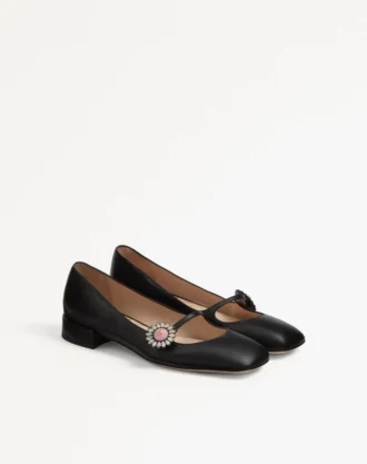 Ballerines Mary-Jane Preshoes en cuir de chevreau avec bouton bijou 20 mm