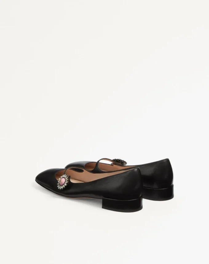 Ballerines Mary-Jane Preshoes en cuir de chevreau avec bouton bijou 20 mm Ballerines Mary-Jane Preshoes en cuir de chevreau avec bouton bijou 20 mm