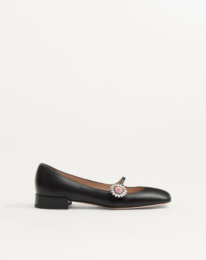 Ballerines Mary-Jane Preshoes en cuir de chevreau avec bouton bijou 20 mm Ballerines Mary-Jane Preshoes en cuir de chevreau avec bouton bijou 20 mm