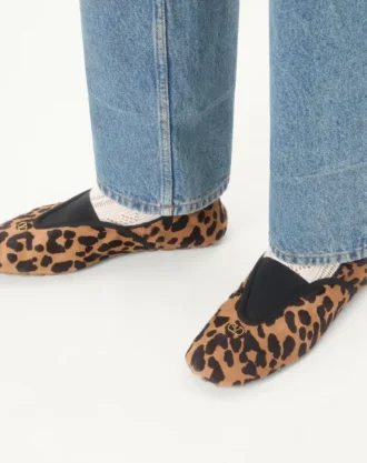 Ballerines Rhytmika en cuir velours avec imprimé Fauve Eclat