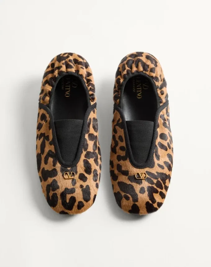 Ballerines Rhytmika en cuir velours avec imprimé Fauve Eclat