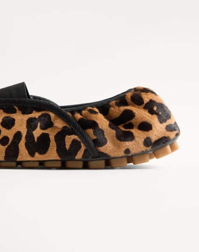 Ballerines Rhytmika en cuir velours avec imprimé Fauve Eclat