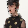 Bandeau Vlogo Signature avec nœud et voile en soie et velours