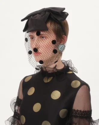 Bandeau Vlogo Signature avec nœud et voile en soie et velours