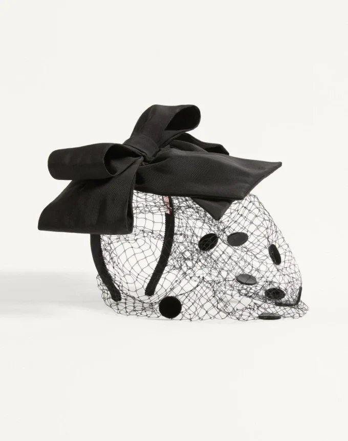 Bandeau Vlogo Signature avec nœud et voile en soie et velours