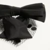 Bandeau Vlogo Signature avec nœud et voile en soie et velours
