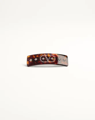 Barrette à cheveux Vlogo Signature en résine, métal et cristaux