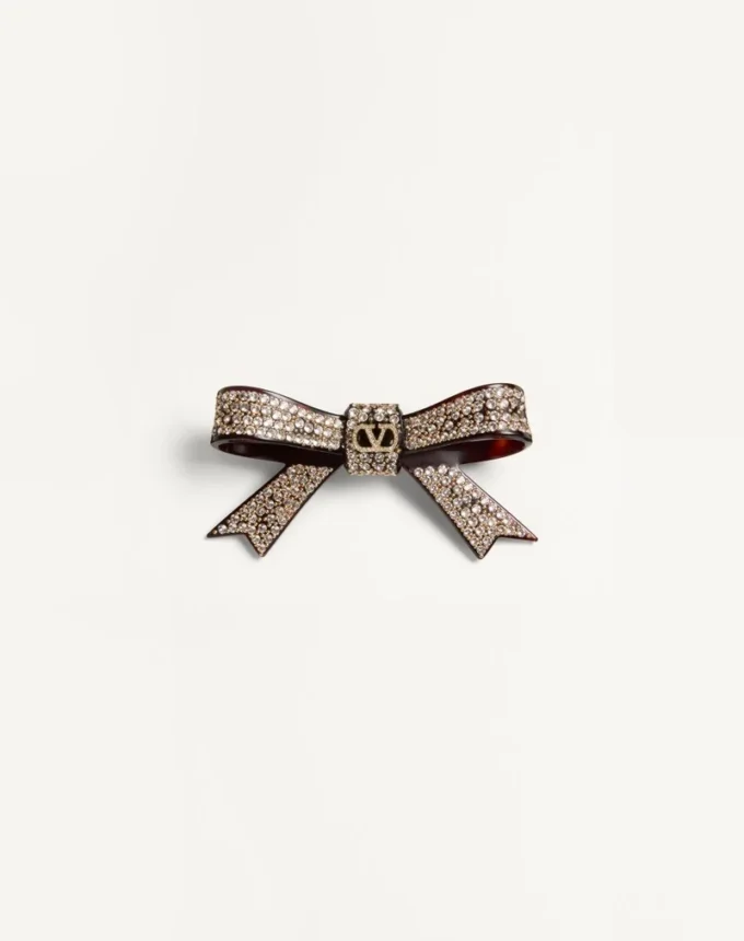 Barrette à cheveux Vlogo Signature en résine, métal et cristaux