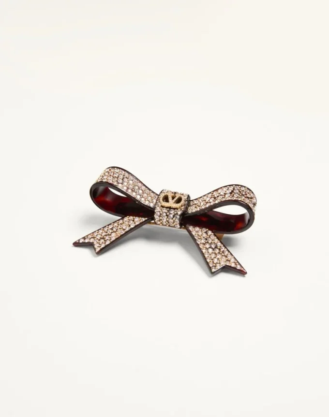 Barrette à cheveux Vlogo Signature en résine, métal et cristaux
