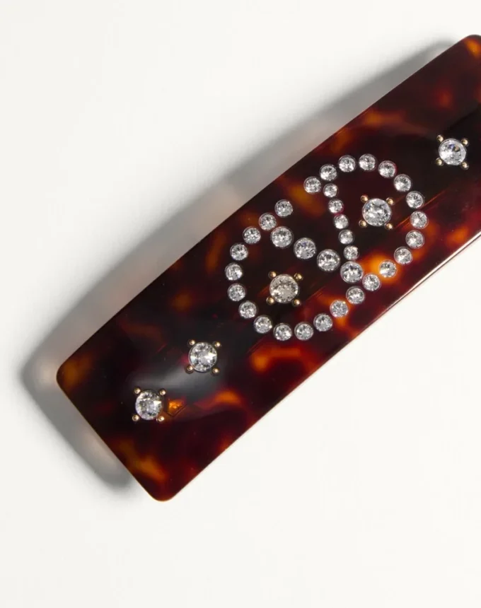 Barrette à cheveux Vlogo Signature en résine, métal et cristaux Barrette à cheveux Vlogo Signature en résine, métal et cristaux