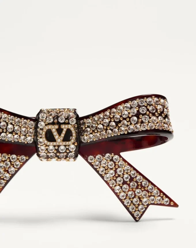 Barrette à cheveux Vlogo Signature en résine, métal et cristaux