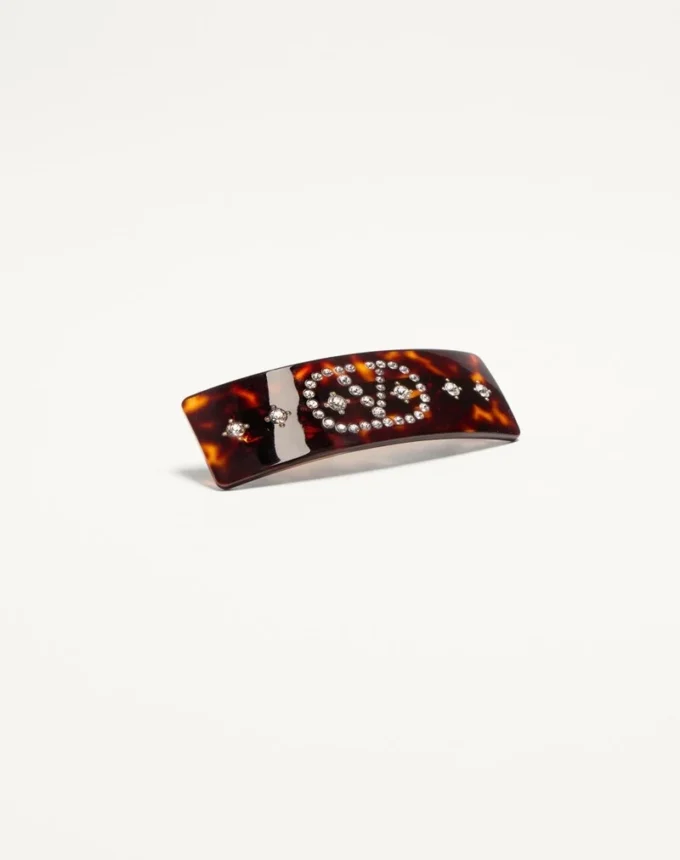 Barrette à cheveux Vlogo Signature en résine, métal et cristaux Barrette à cheveux Vlogo Signature en résine, métal et cristaux