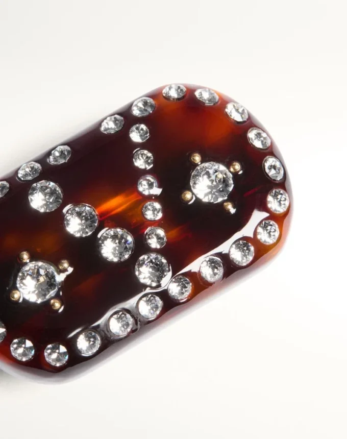 Barrette à cheveux Vlogo Signature en résine, métal et cristaux