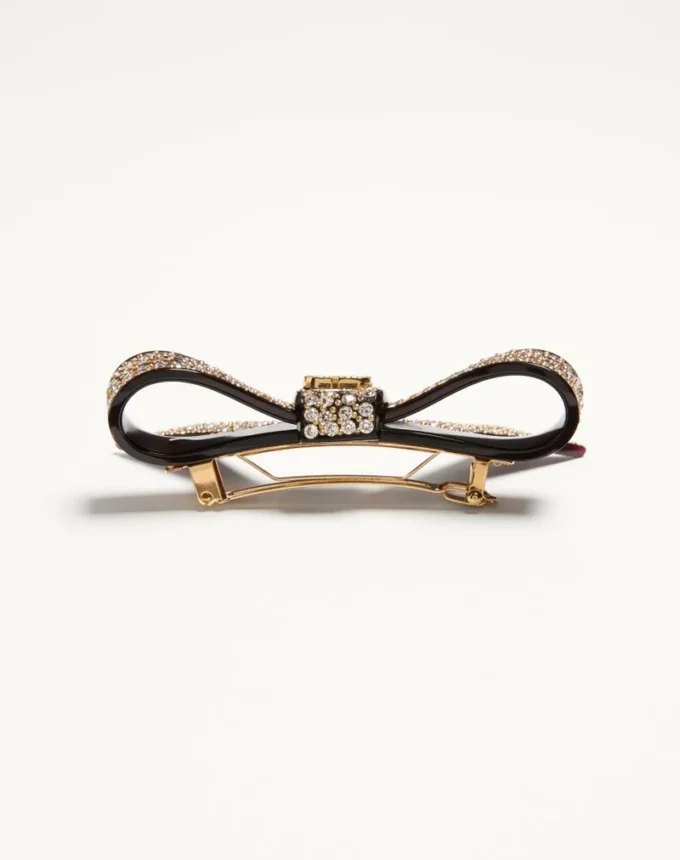 Barrette à cheveux Vlogo Signature en résine, métal et cristaux