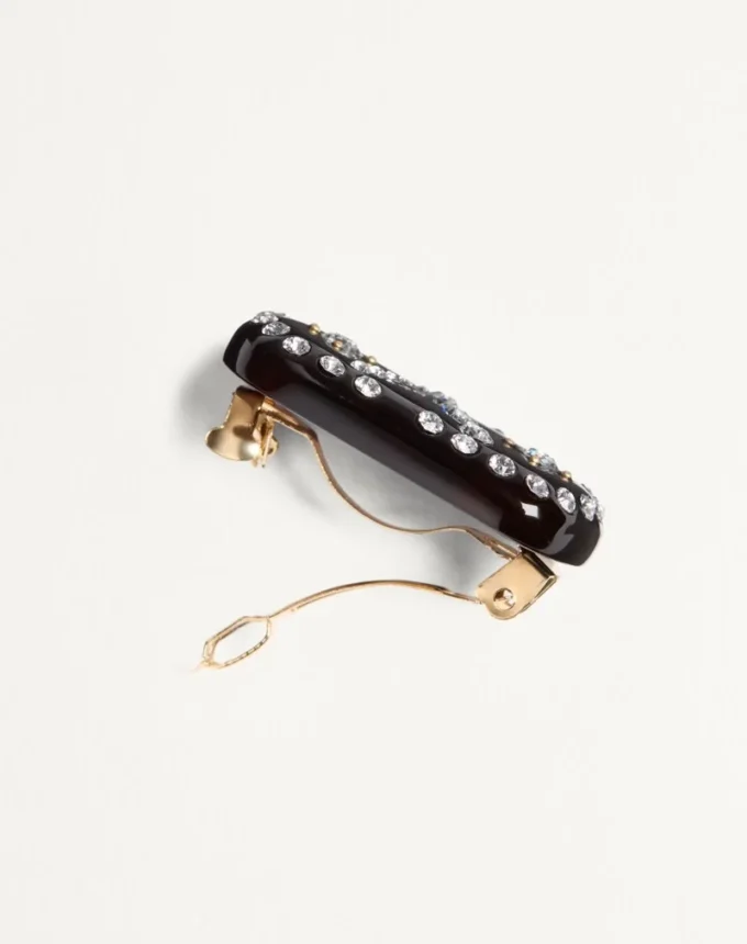 Barrette à cheveux Vlogo Signature en résine, métal et cristaux