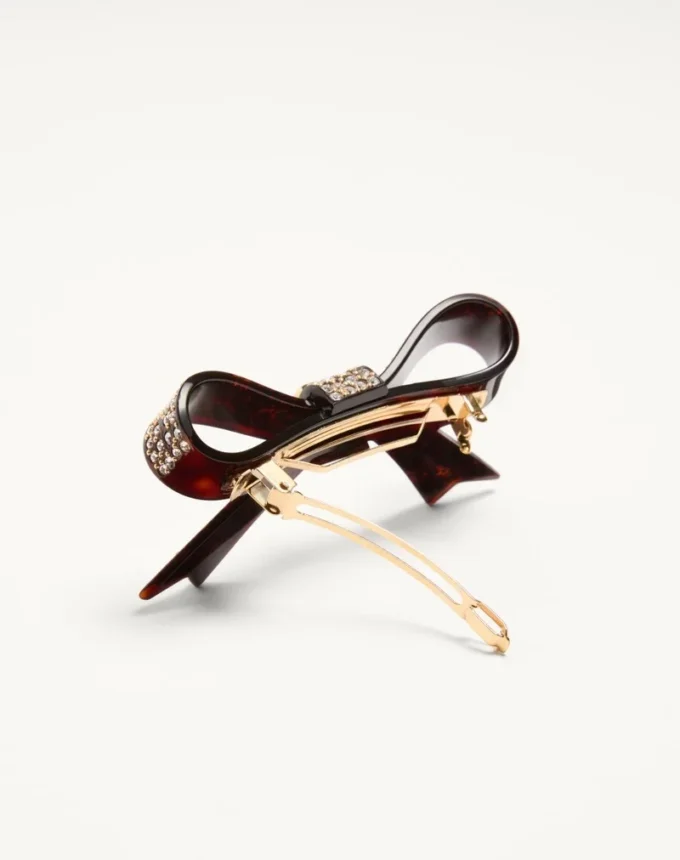 Barrette à cheveux Vlogo Signature en résine, métal et cristaux