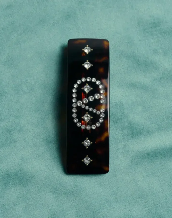 Barrette à cheveux Vlogo Signature en résine, métal et cristaux Barrette à cheveux Vlogo Signature en résine, métal et cristaux