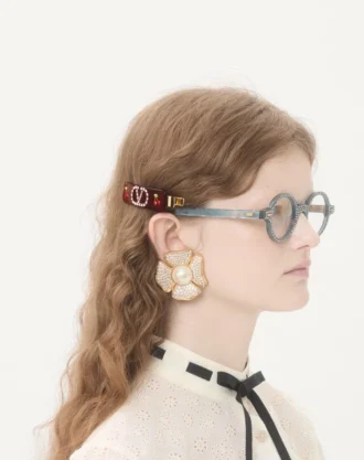 Barrette à cheveux Vlogo Signature en résine, métal et cristaux Swarovski®