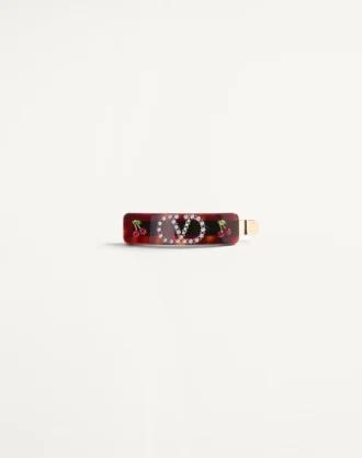 Barrette à cheveux Vlogo Signature en résine, métal et cristaux Swarovski®