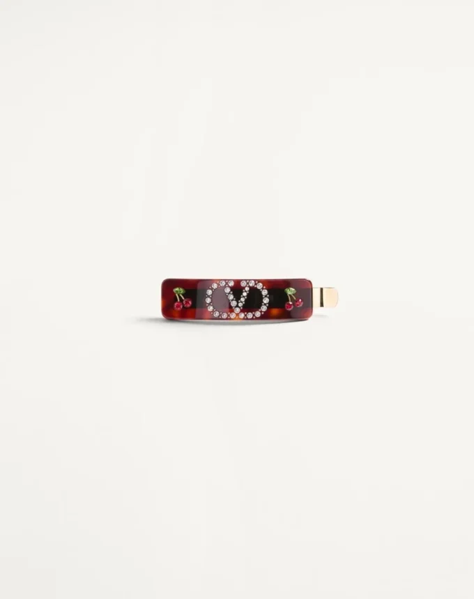 Barrette à cheveux Vlogo Signature en résine, métal et cristaux Swarovski® Barrette à cheveux Vlogo Signature en résine, métal et cristaux Swarovski®