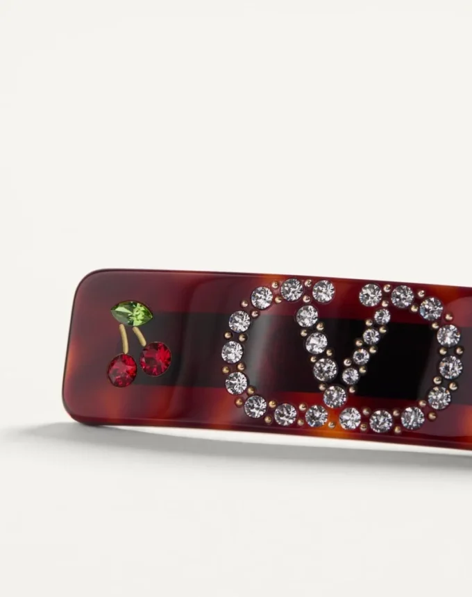 Barrette à cheveux Vlogo Signature en résine, métal et cristaux Swarovski® Barrette à cheveux Vlogo Signature en résine, métal et cristaux Swarovski®