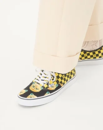 Baskets basses en tissu Valentino Garavani et Vans avec imprimé VLogo Checkerboard et imprimé Le Chat De La Maison