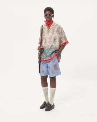 Bermuda en denim avec broderies
