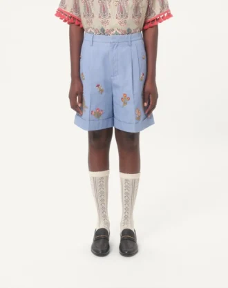 Bermuda en denim avec broderies