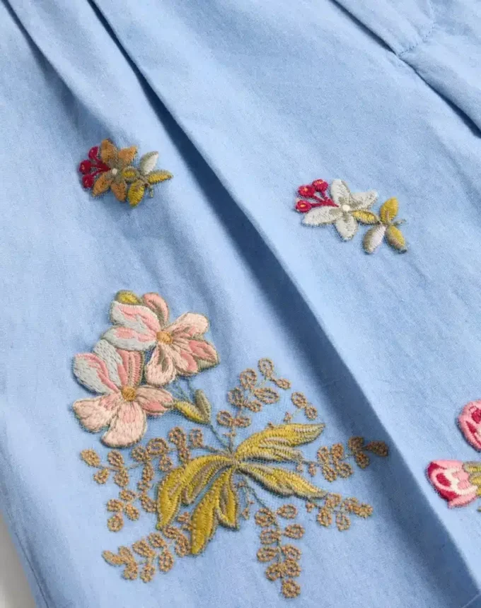 Bermuda en denim avec broderies Bermuda en denim avec broderies