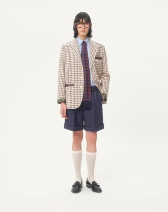 Bermuda en gabardine de laine à revers