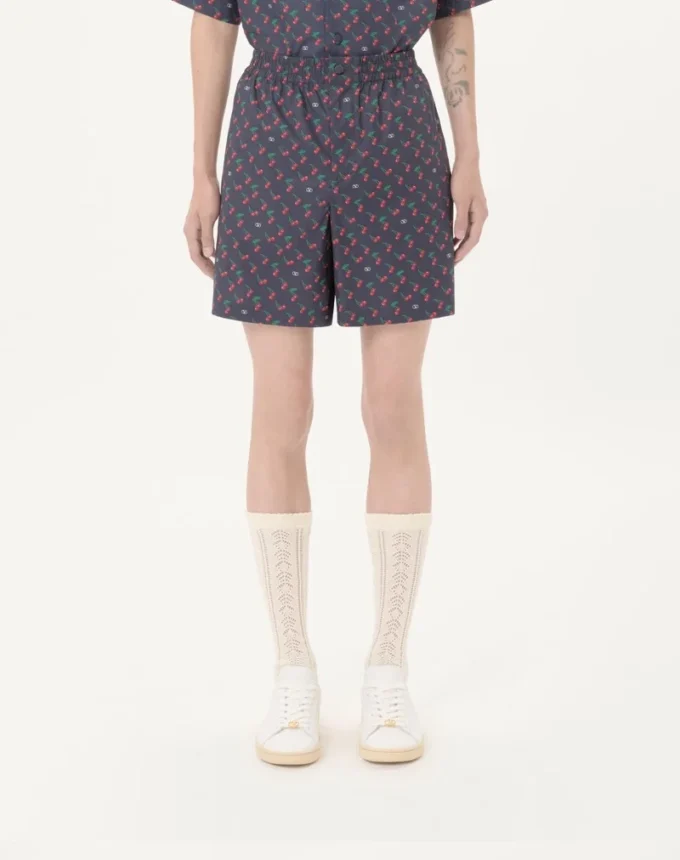 Bermuda en popeline de coton avec imprimé Cherryfic Bermuda en popeline de coton avec imprimé Cherryfic