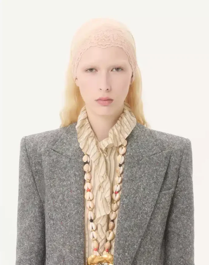 Blazer croisé en natté boutonné Blazer croisé en natté boutonné
