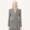 Blazer croisé en natté boutonné Blazer croisé en natté boutonné