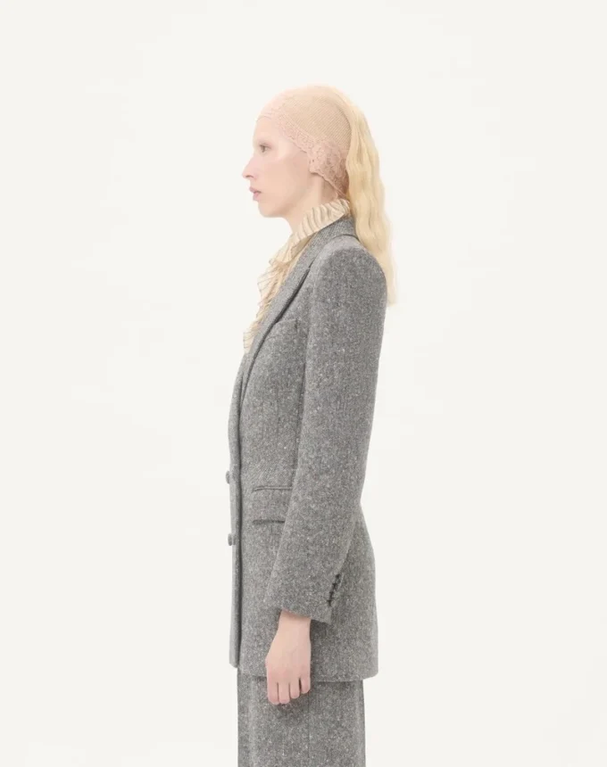 Blazer croisé en natté boutonné Blazer croisé en natté boutonné