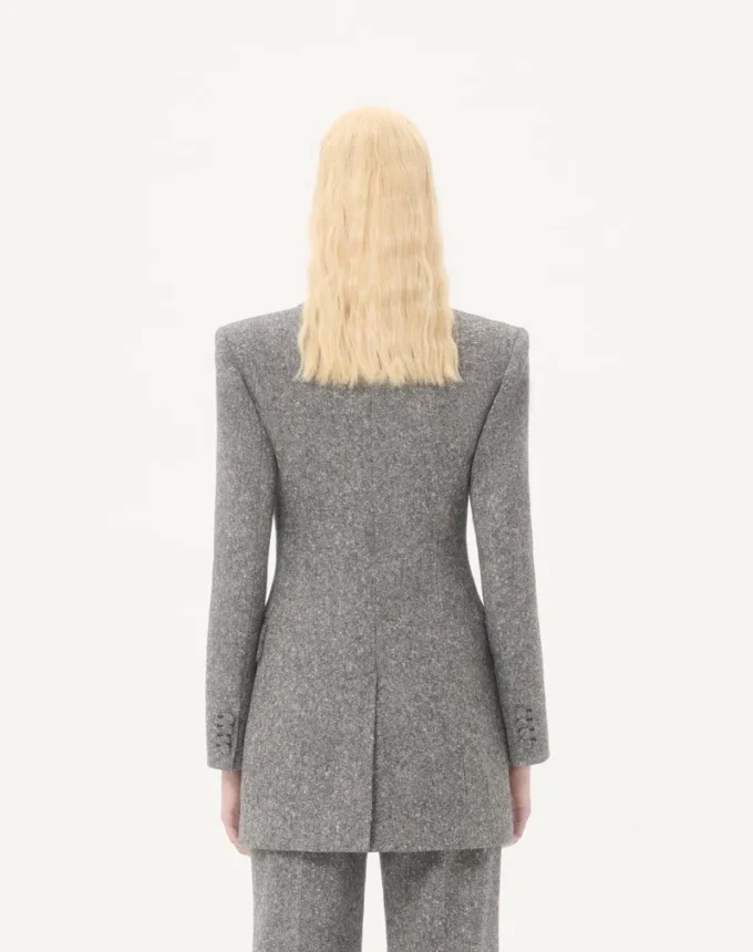 Blazer croisé en natté boutonné Blazer croisé en natté boutonné