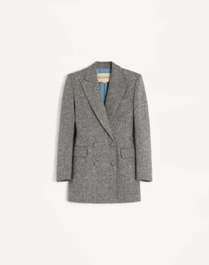 Blazer croisé en natté boutonné Blazer croisé en natté boutonné